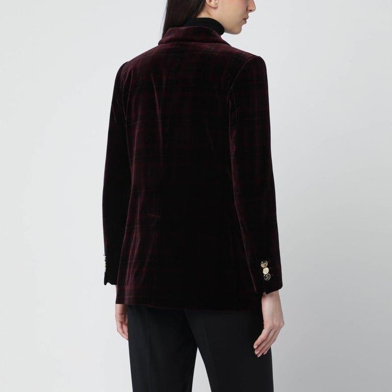 bordeaux velvet doublebreasted jacket by Selfnex