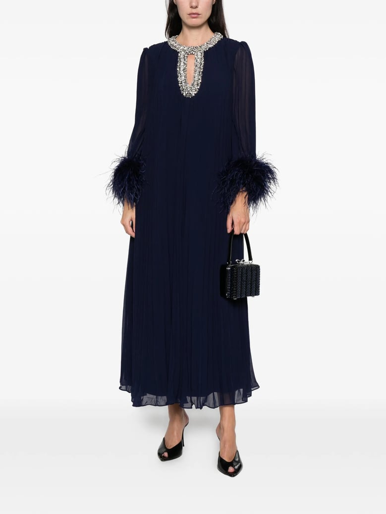 chiffon feather midi dress by Selfnex