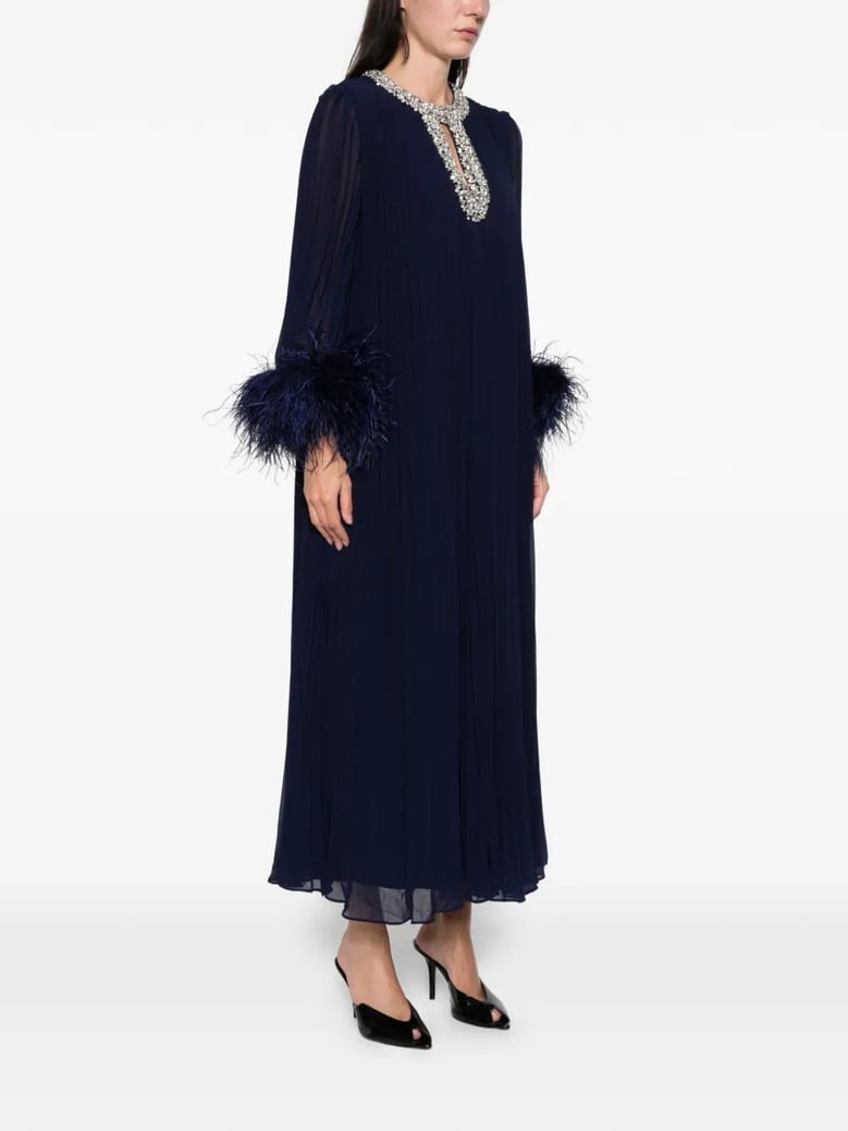chiffon feather midi dress by Selfnex