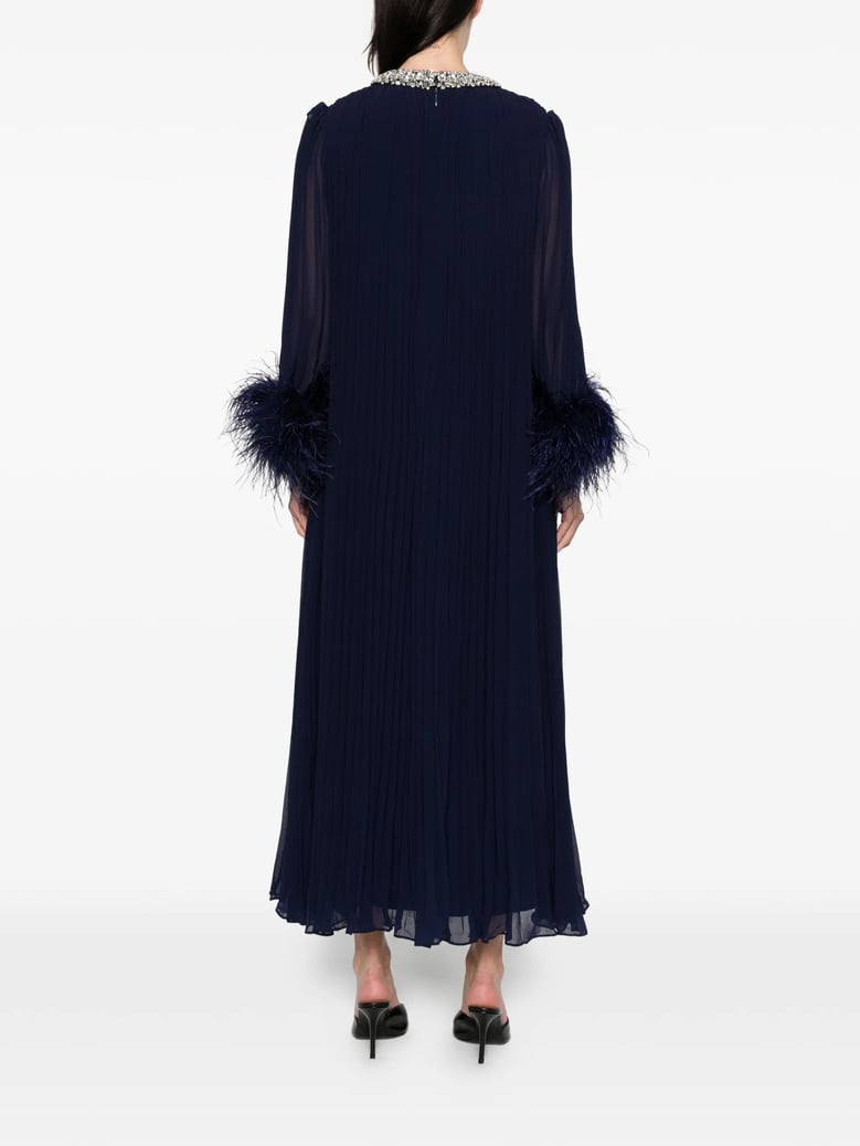 chiffon feather midi dress by Selfnex