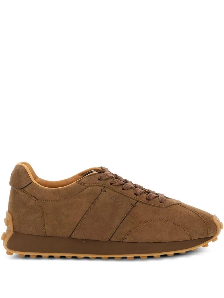 logo-stamp suede lace-up sneakers by Selfnex