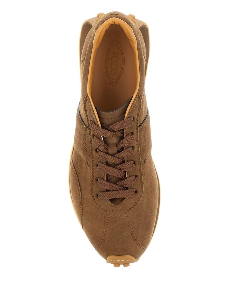 logo-stamp suede lace-up sneakers by Selfnex