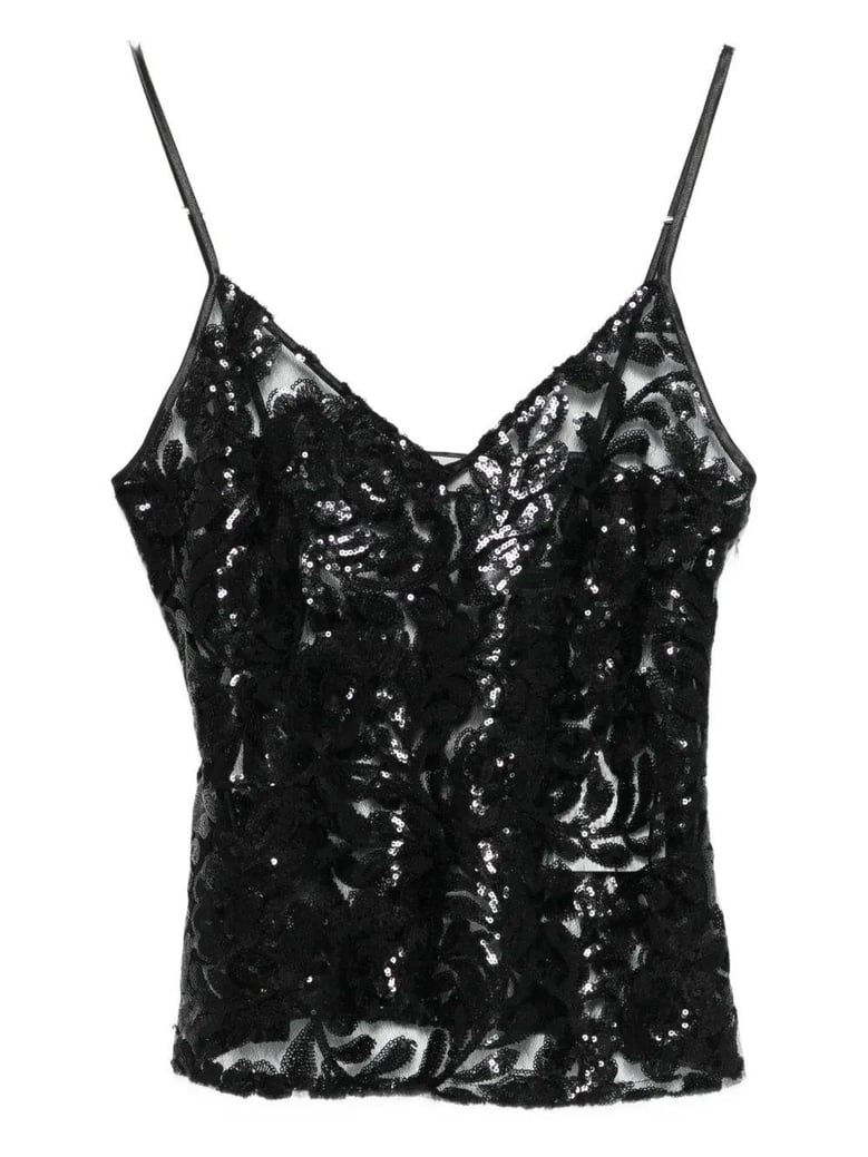 sequin v-neck top by Selfnex