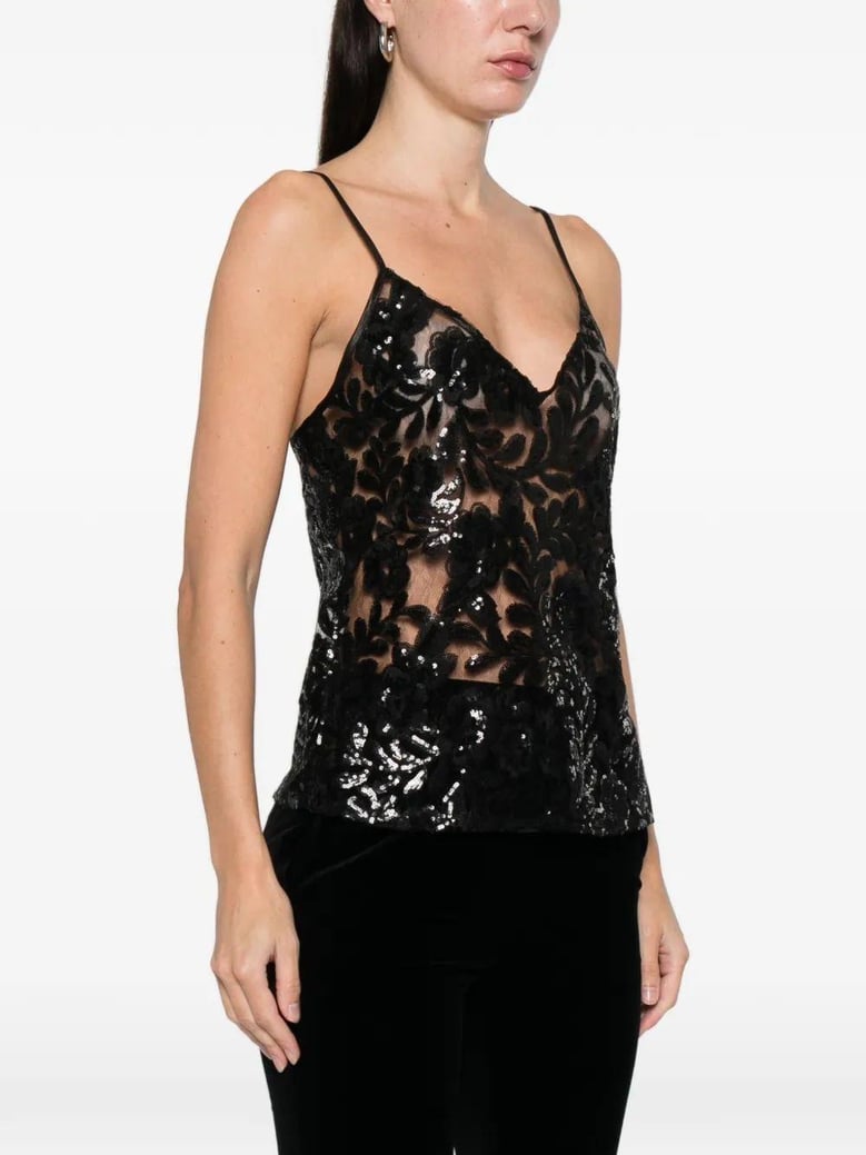 sequin v-neck top by Selfnex