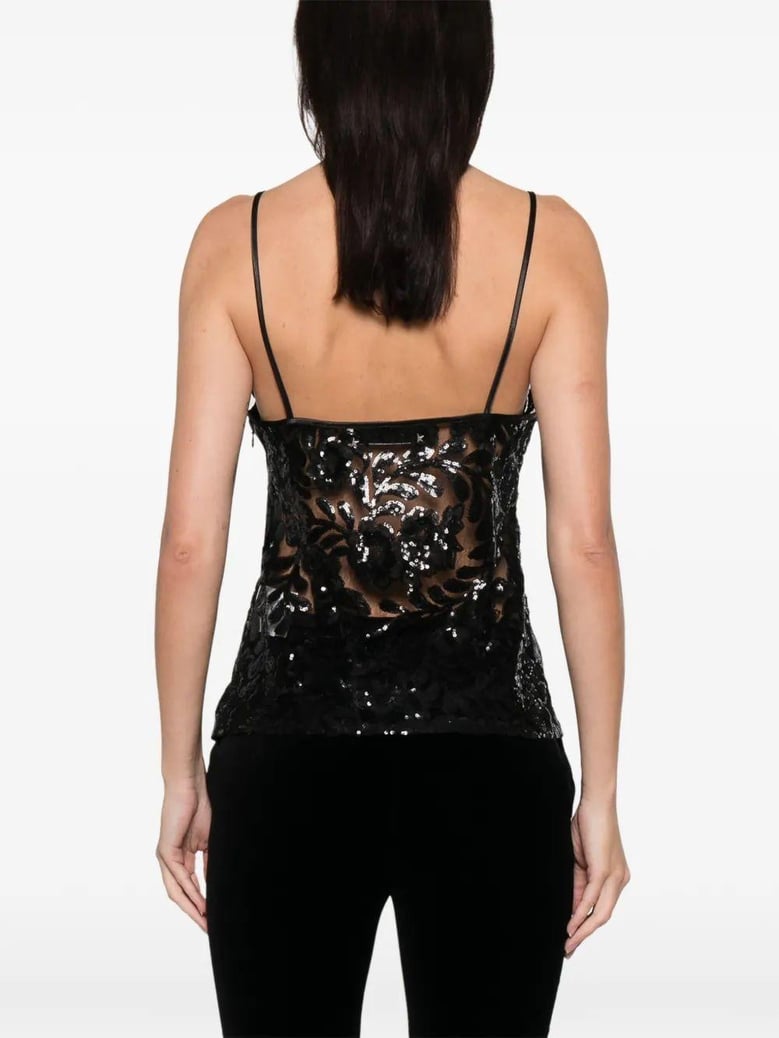 sequin v-neck top by Selfnex