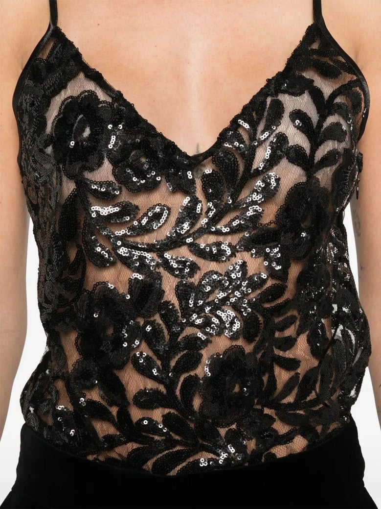 sequin v-neck top by Selfnex