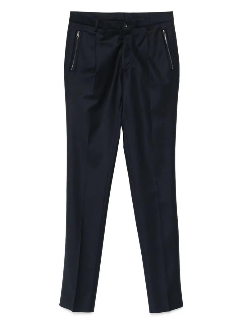 carrot leg trousers w/zipped pocket by Selfnex
