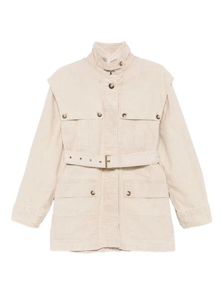 belted flap-pocket jacket by Selfnex
