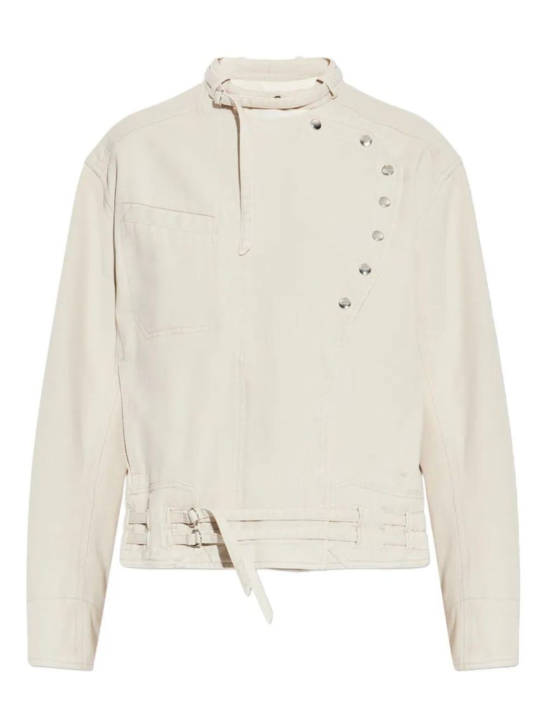 timea buttoned-belted jacket by Selfnex