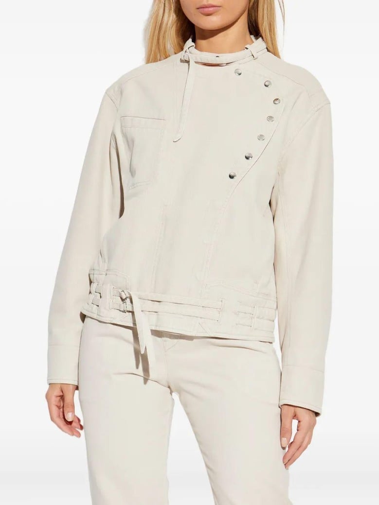 timea buttoned-belted jacket by Selfnex