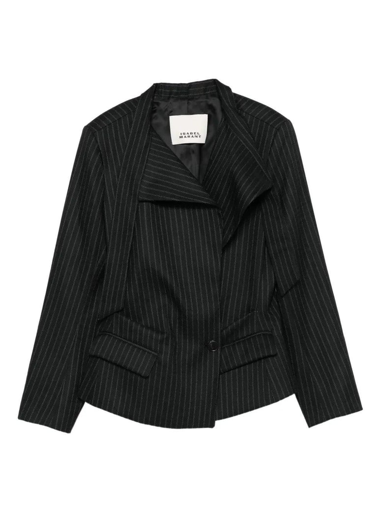 pinstripe wrap blazer by Selfnex