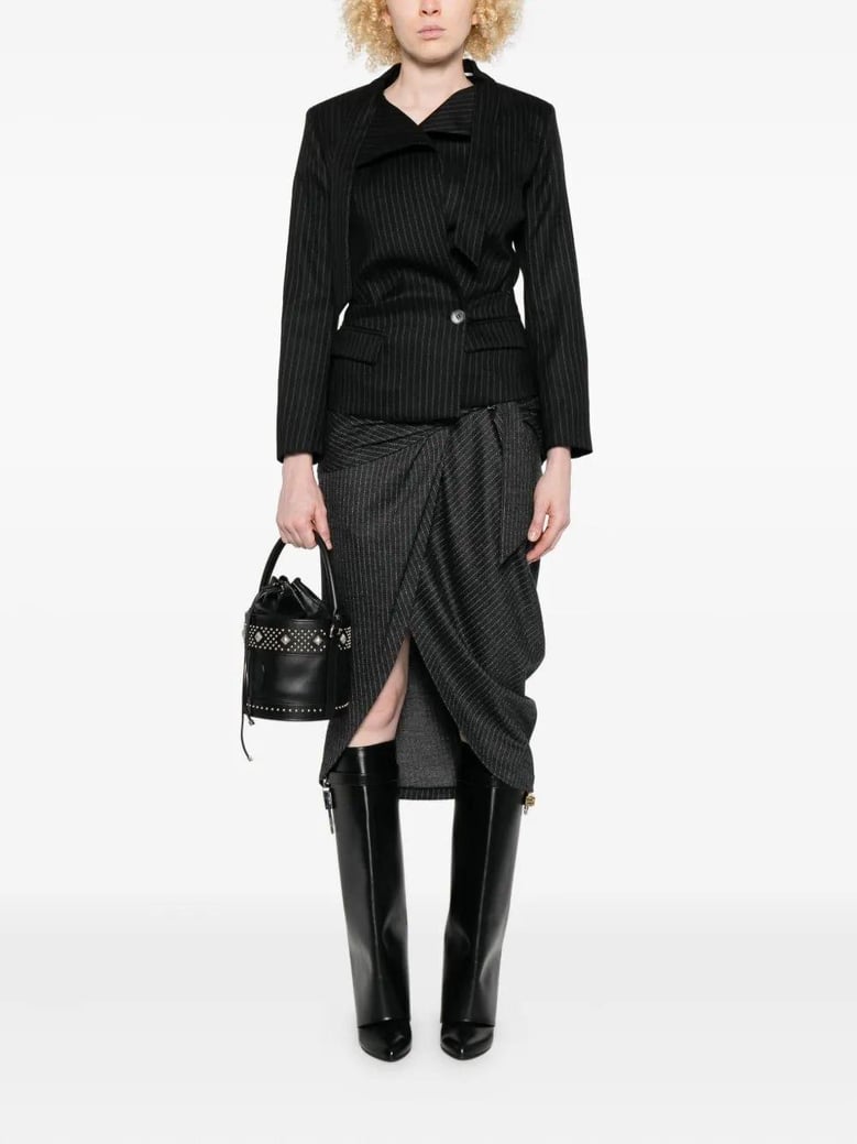 pinstripe wrap blazer by Selfnex