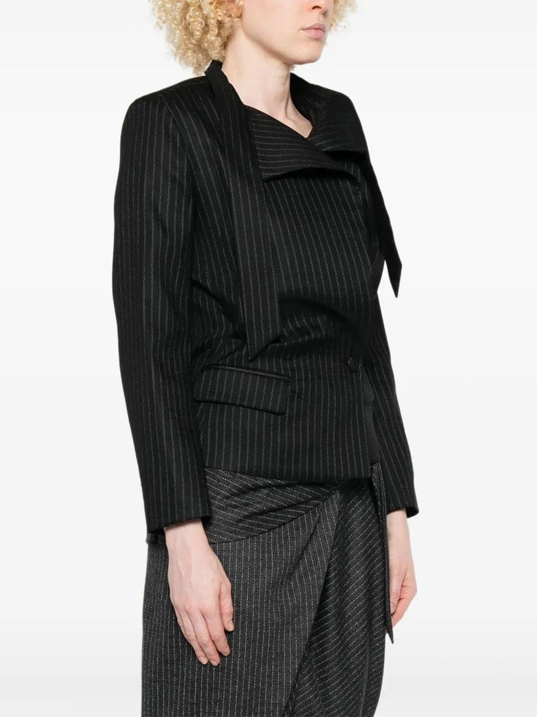 pinstripe wrap blazer by Selfnex
