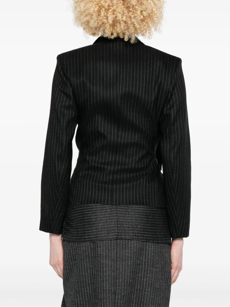 pinstripe wrap blazer by Selfnex