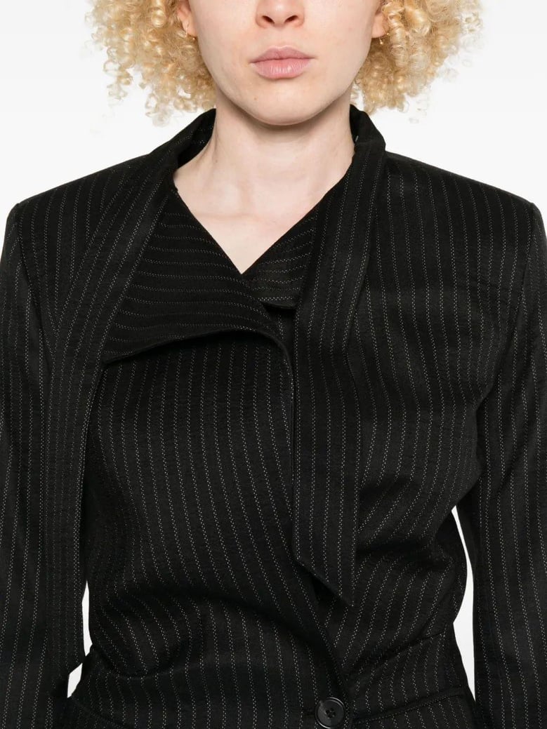 pinstripe wrap blazer by Selfnex