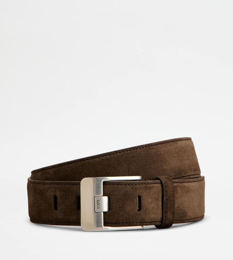 suede-leather buckle belt by Selfnex