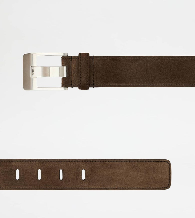 suede-leather buckle belt by Selfnex
