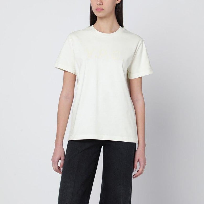 tshirt with crew neck in ecru with logo by Selfnex
