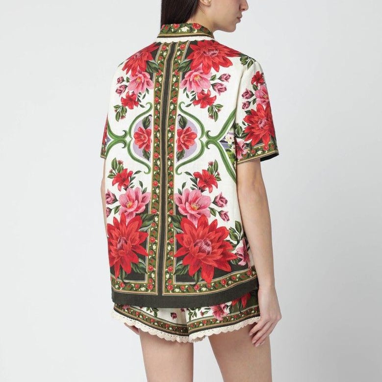 linenblend shirt with floral print by Selfnex