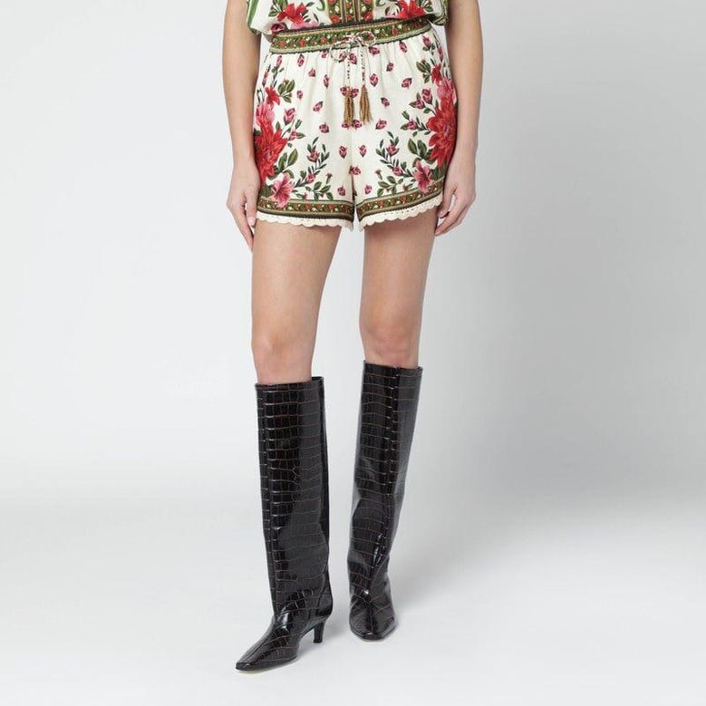 floral linenblend shorts by Selfnex