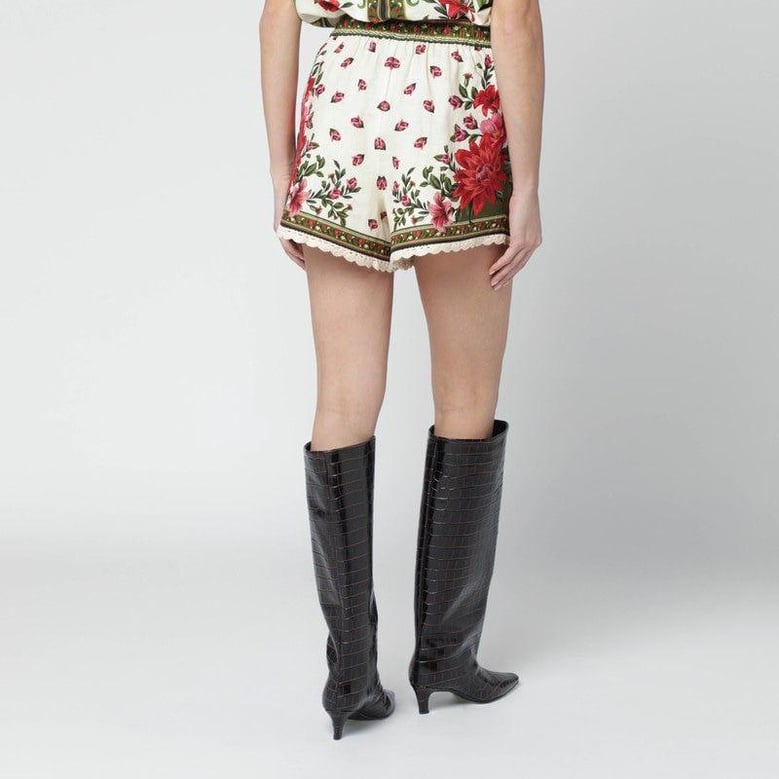 floral linenblend shorts by Selfnex