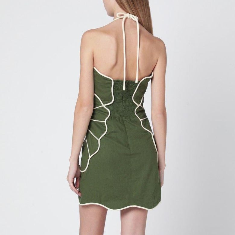 short green linenblend dress by Selfnex
