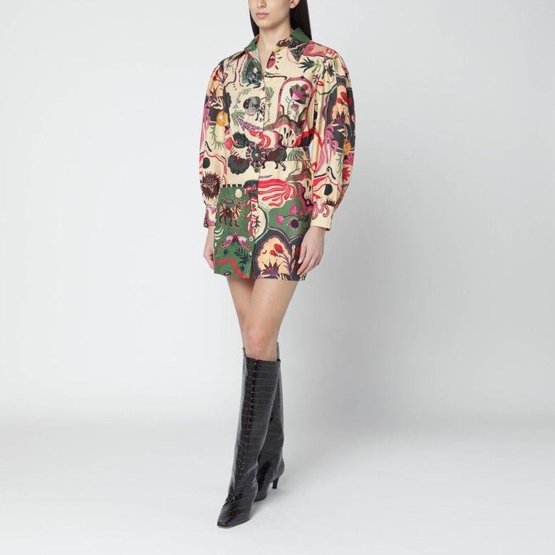 short multicolour dress with matching belt by Selfnex