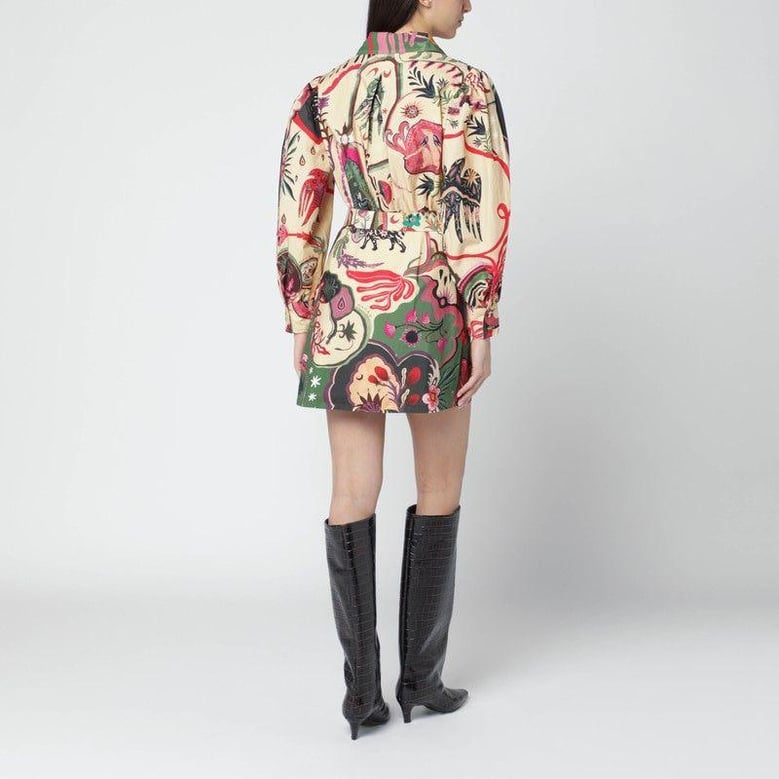 short multicolour dress with matching belt by Selfnex