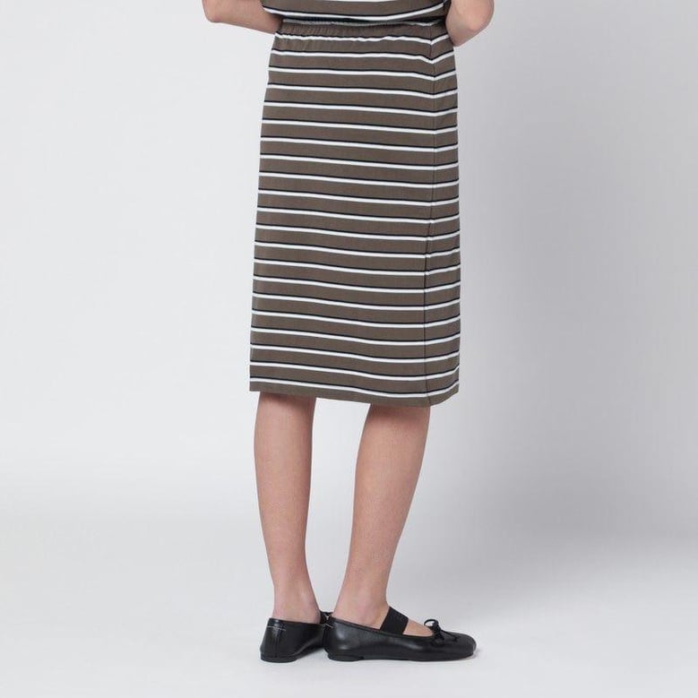brown striped cottonjersey pencil skirt by Selfnex