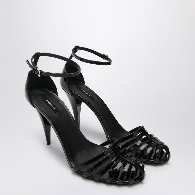 patent leather cage heeled sandals by Selfnex