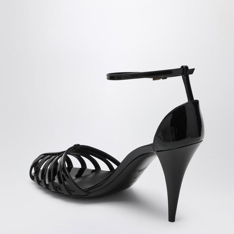 patent leather cage heeled sandals by Selfnex