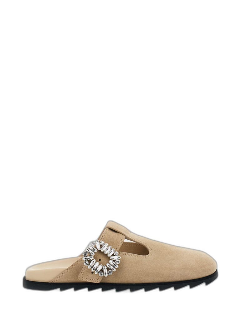 slidy viv mules in suede beige by Selfnex