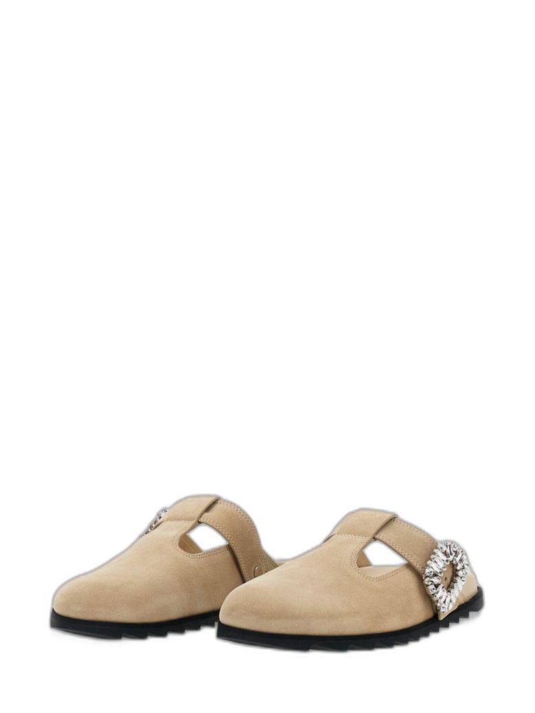 slidy viv mules in suede beige by Selfnex
