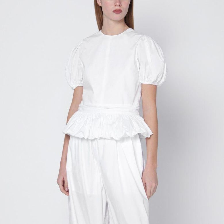 white alix top with puff sleeves by Selfnex