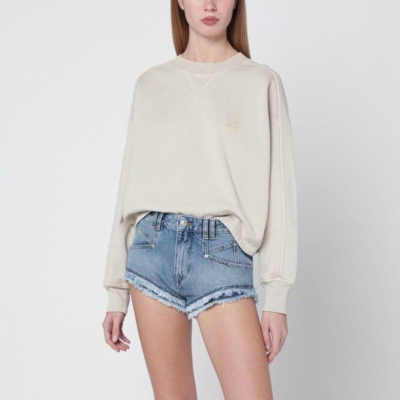beige crewneck cotton sweatshirt by Selfnex