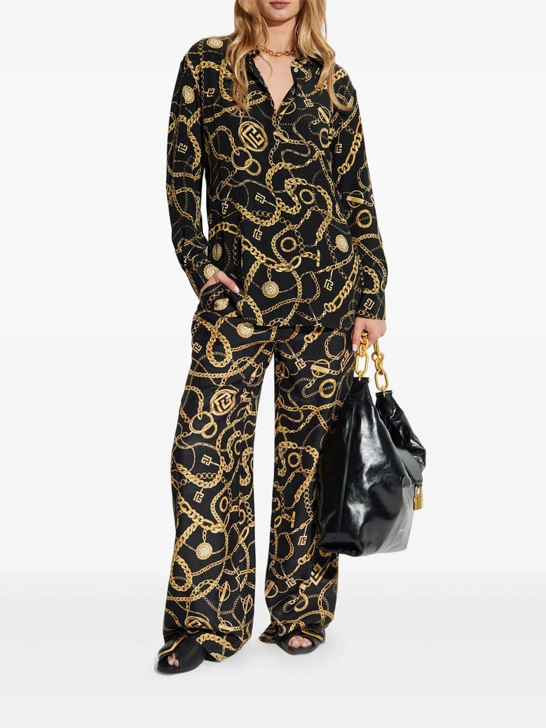 black silk print shirt by Selfnex