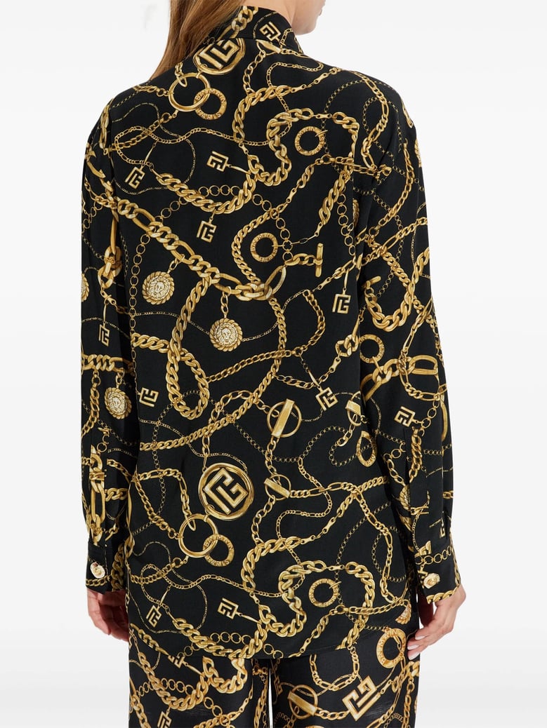 black silk print shirt by Selfnex