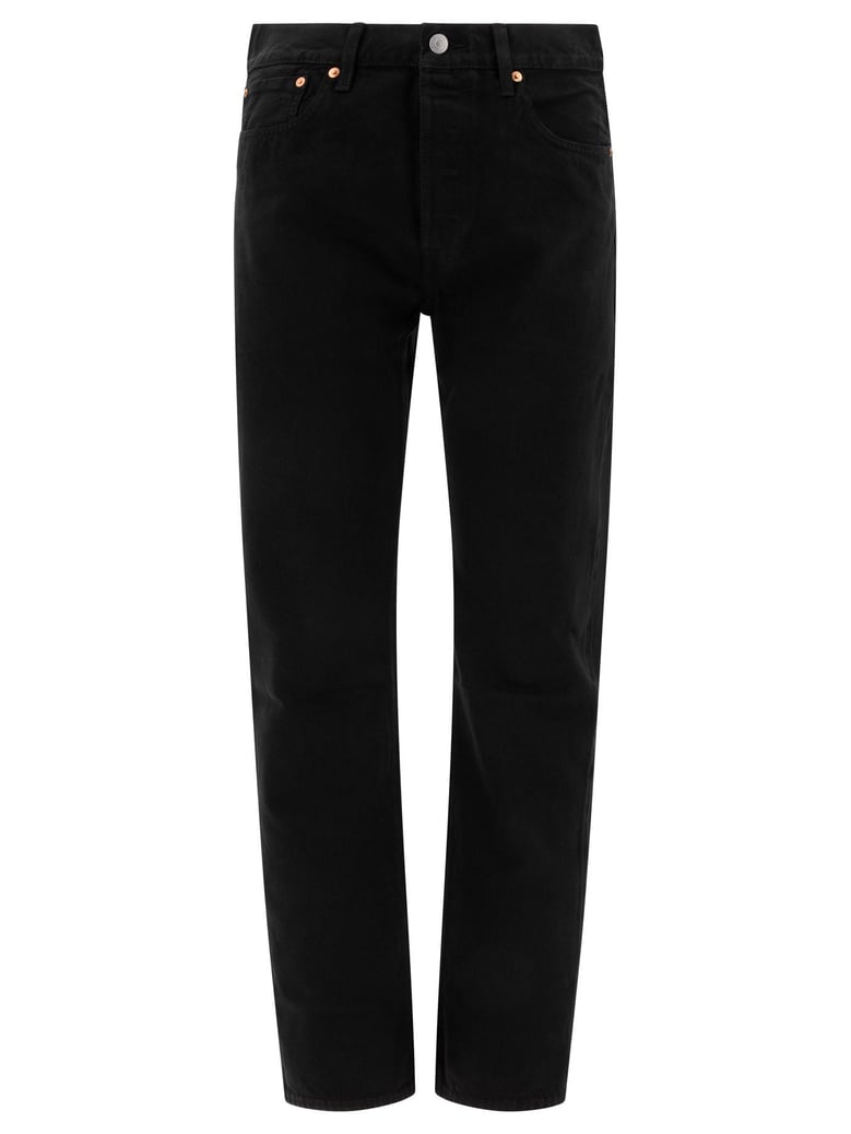 black cotton straight leg jeans by Selfnex