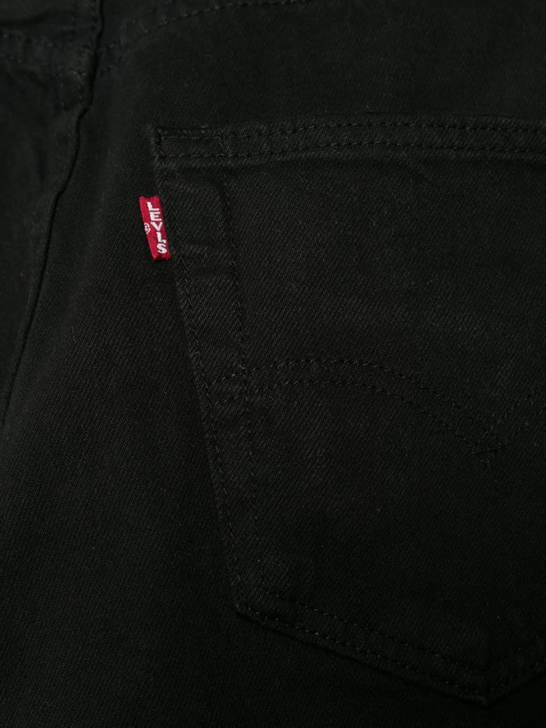 black cotton straight leg jeans by Selfnex