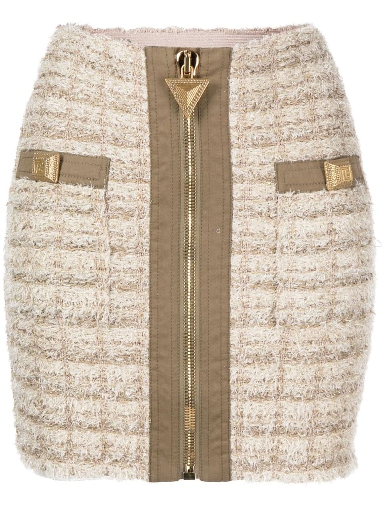 nude viscose mini skirt by Selfnex