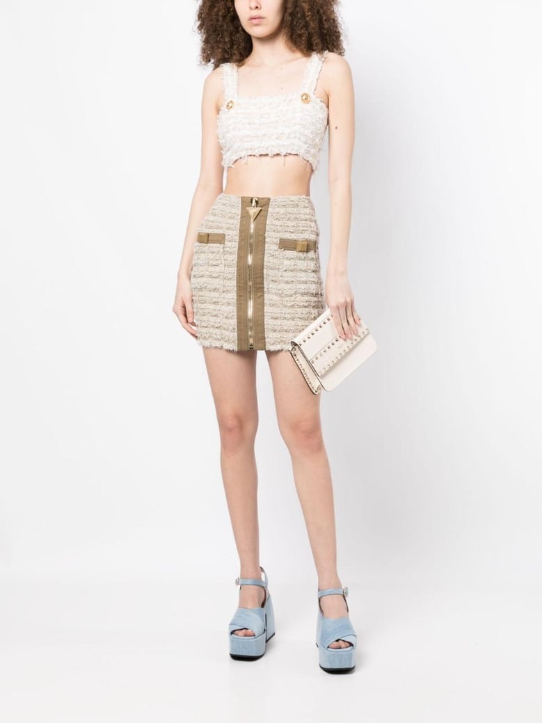 nude viscose mini skirt by Selfnex
