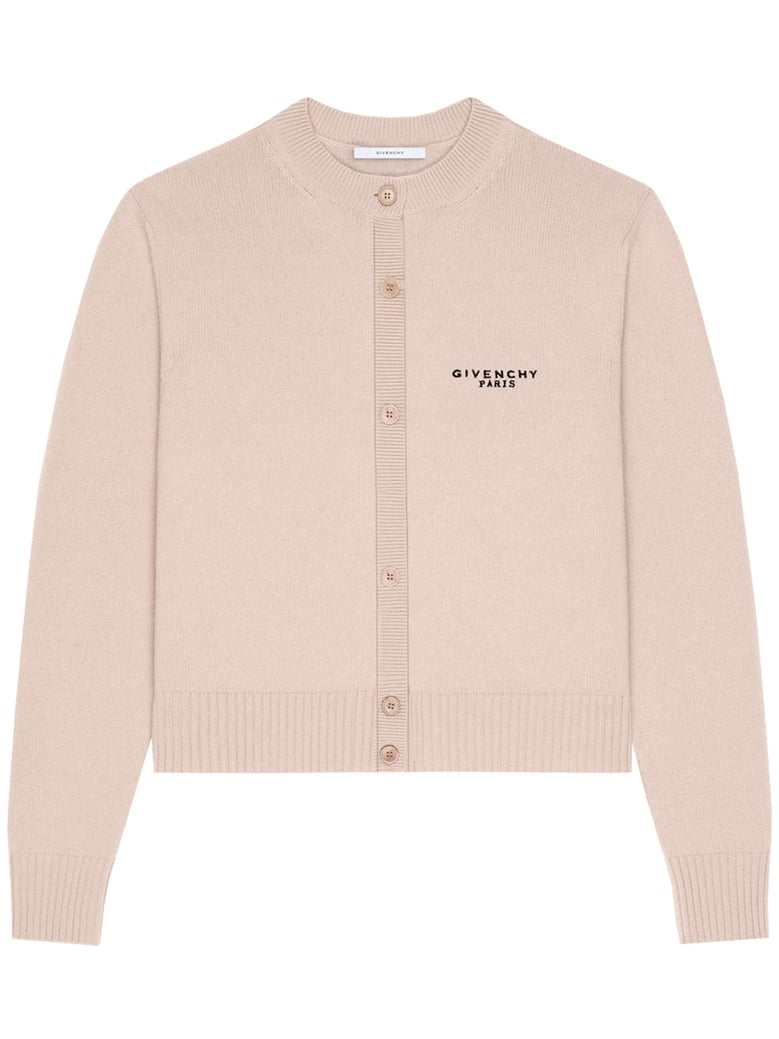 nude wool cardigan by Selfnex