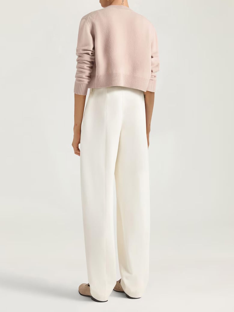 nude wool cardigan by Selfnex