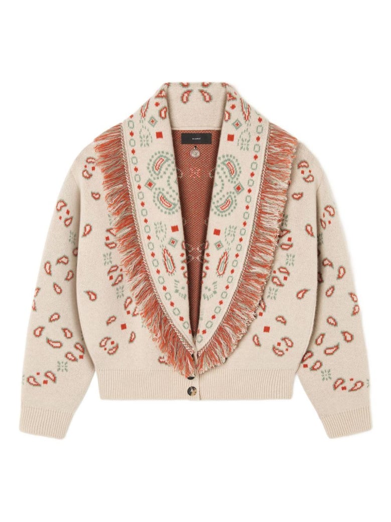bandana jacquard cashmere and wool cardigan by Selfnex