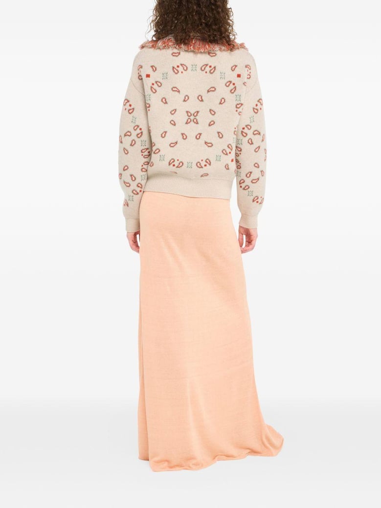 bandana jacquard cashmere and wool cardigan by Selfnex