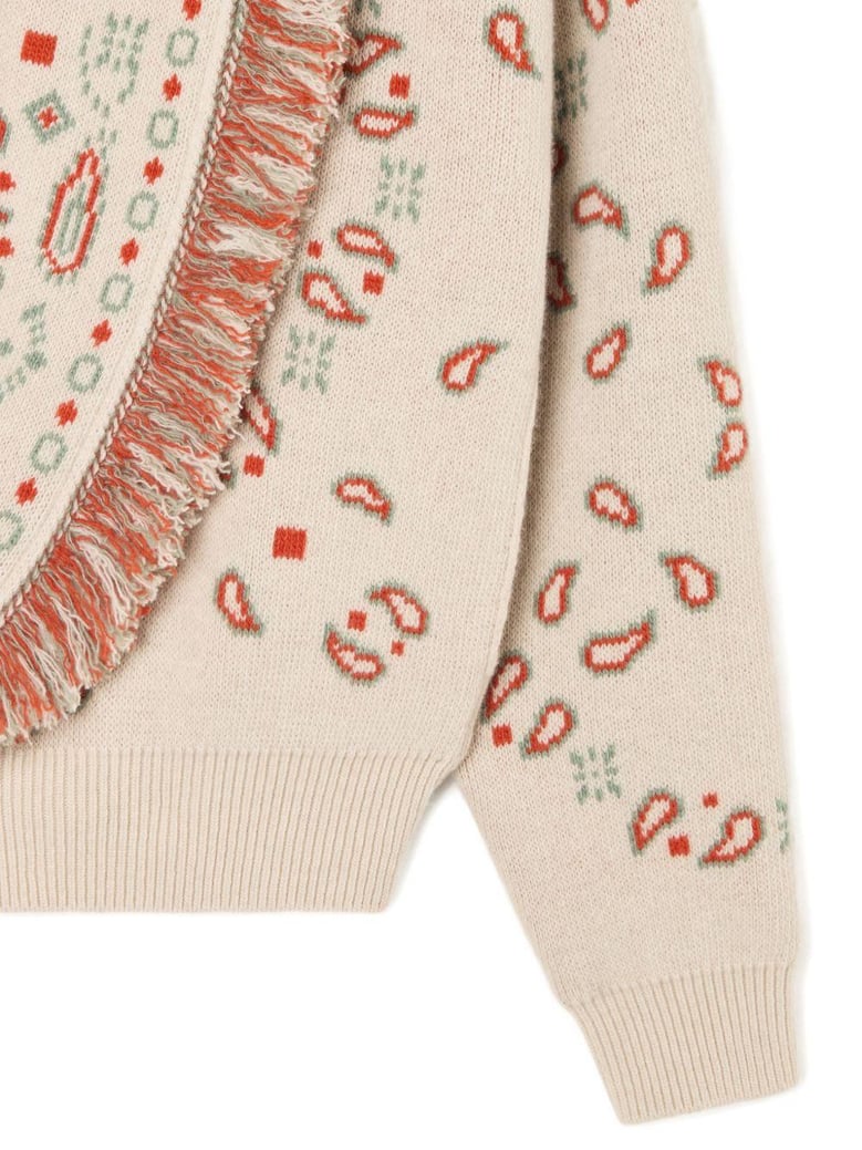bandana jacquard cashmere and wool cardigan by Selfnex