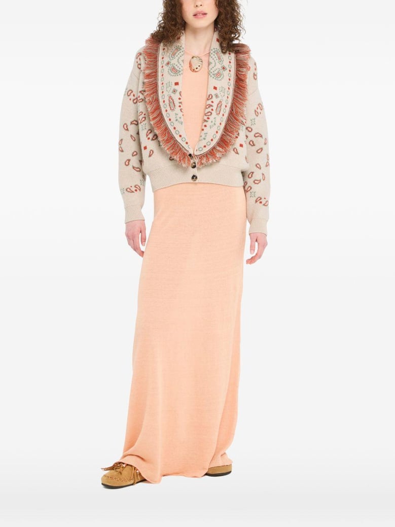 bandana jacquard cashmere and wool cardigan by Selfnex