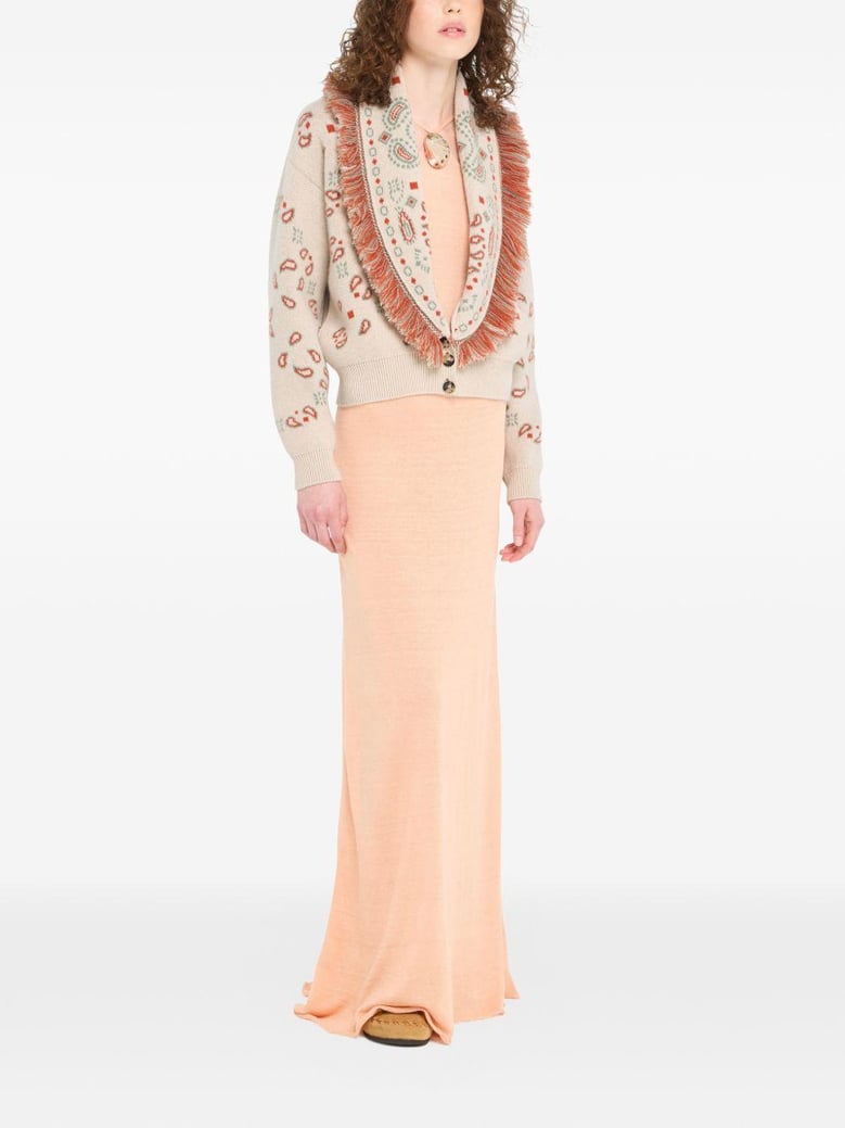 bandana jacquard cashmere and wool cardigan by Selfnex