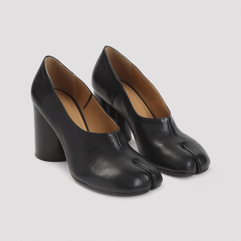 black lamb leather tabi h30 high pumps by Selfnex
