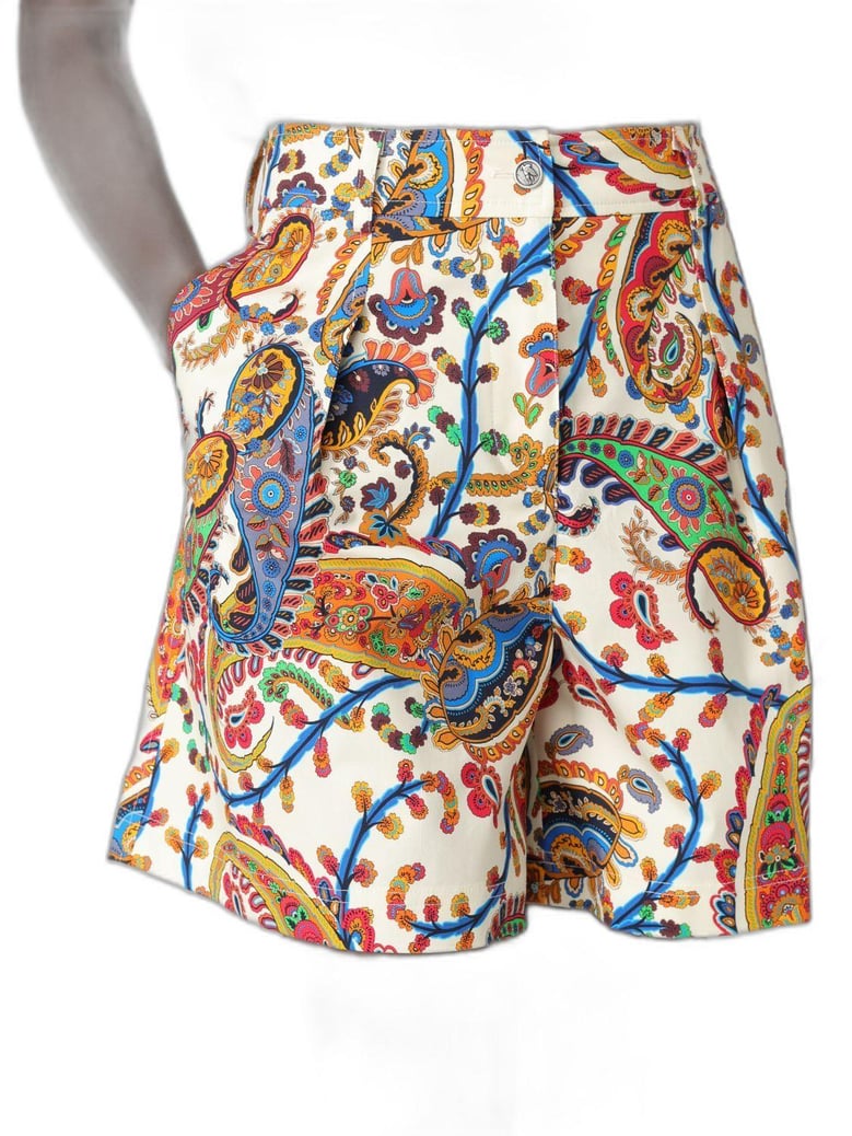 white shorts with paisley print by Selfnex